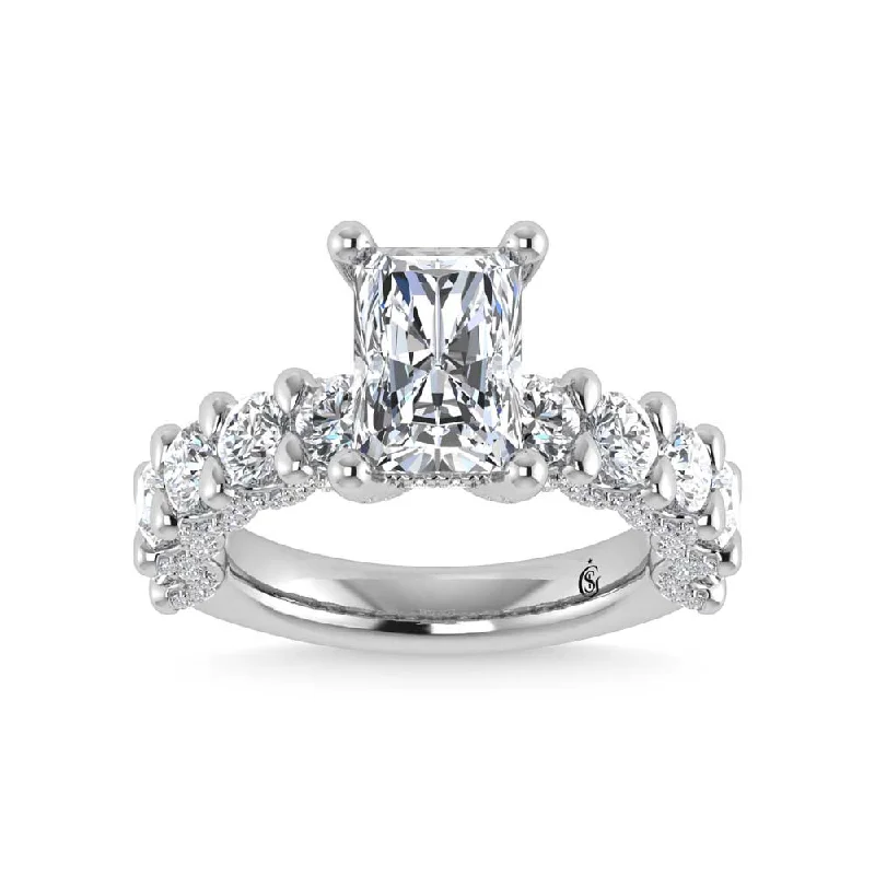 ladies engagement rings intricate-14K White Gold Lab Grown  Diamond 5 3/8 Ct.Tw. Victoria Engagement Ring