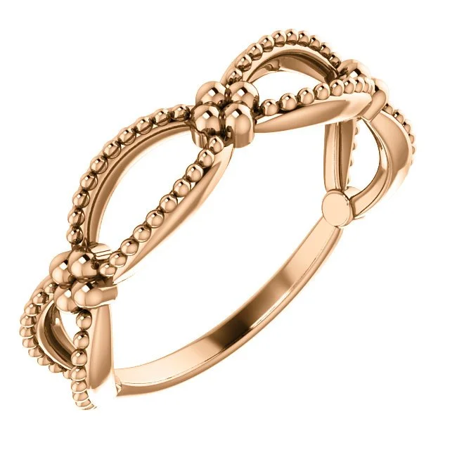 Ladies rings sun charm -14KT GOLD BEADED STACKABLE TWIST RING