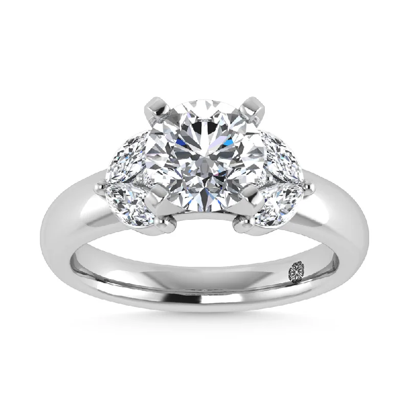 ladies engagement rings cheap-14K White Gold Labgrown Diamond 2 1/2 Ct.Tw. Engagement Ring (Center Round 2ct)