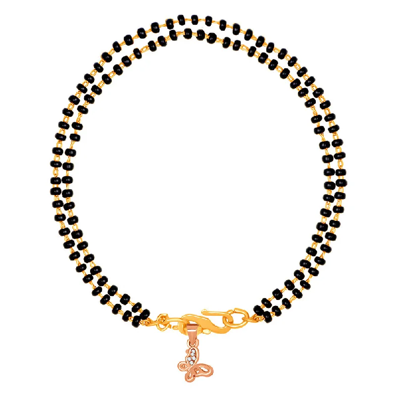 Ladies bracelets spotlight ready -Mahi Dual Chain Butterfly Charm Mangalsutra Bracelet with Beads and Crystal for Women (BR1100495M)