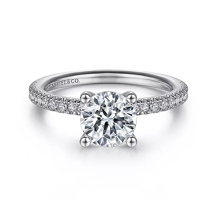 ladies engagement rings formal-Serenity - 14K White Gold Round Diamond Engagement Ring