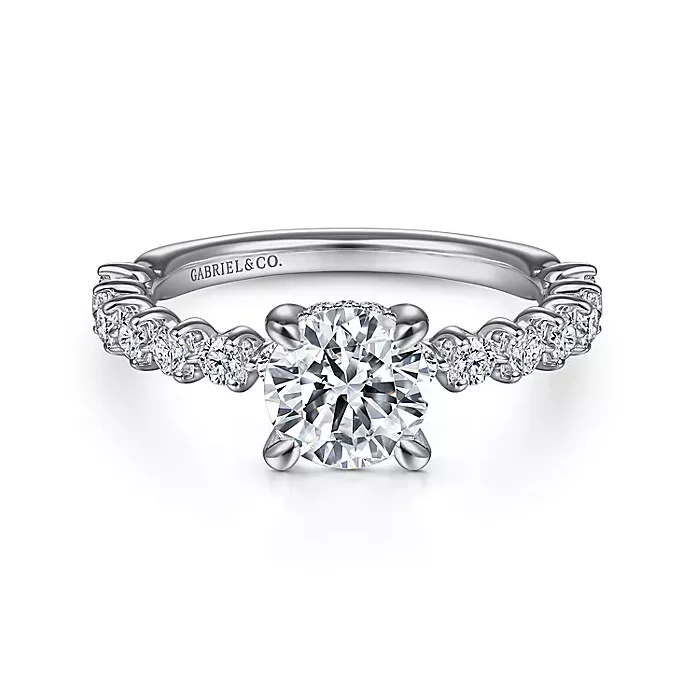 ladies engagement rings lightweight design-Zelmira - 14K White Gold Round Diamond Engagement Ring