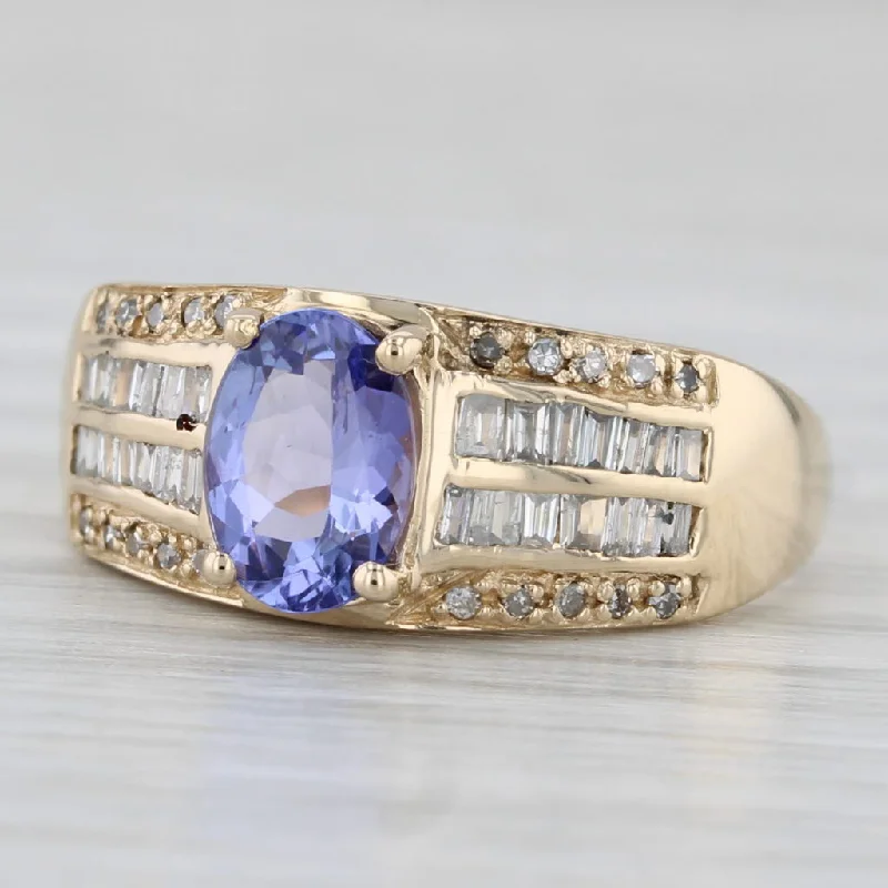 ladies engagement rings harmony-1.24ctw Tanzanite Diamond Ring 14k Yellow Gold Size 7 Engagement