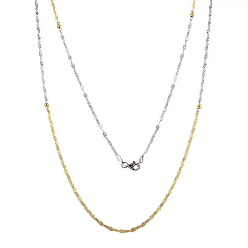 ladies necklaces jewelry box-Two-Tone 925 Sterling Silver Rhodium and Gold Plated Chain Necklace - ECN00043RH-GP