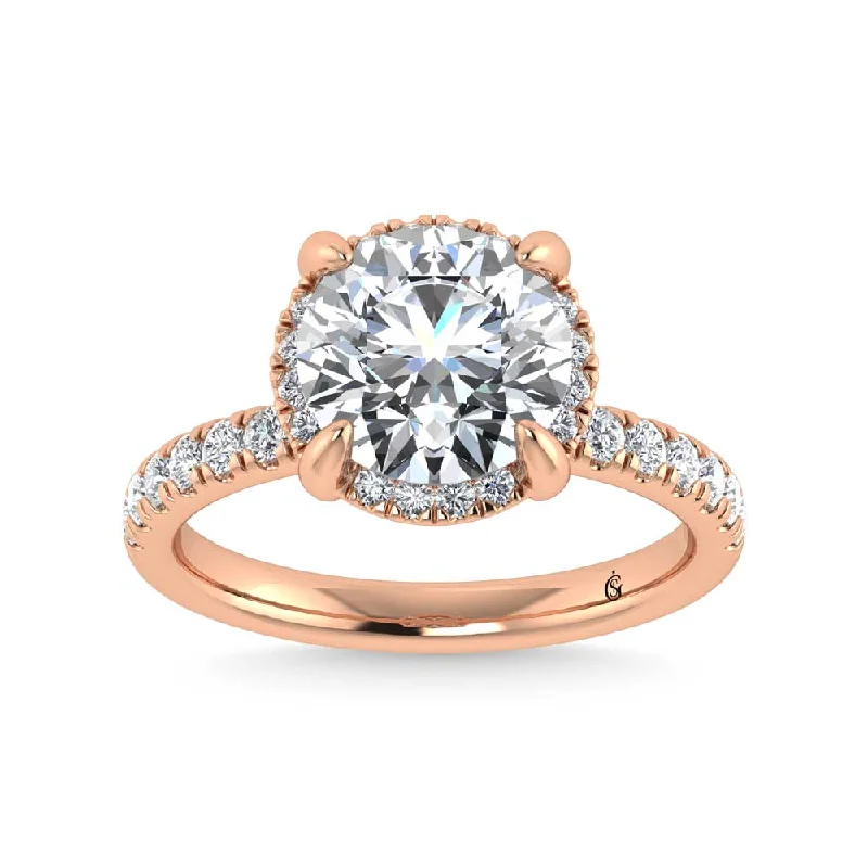 ladies engagement rings sustainable-14K Rose Gold Lab Grown Diamond 3 1/2 Ct.Tw. Round Shape Engagement Ring