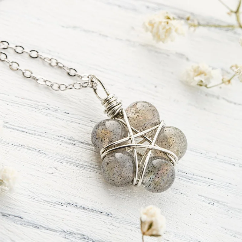 ladies necklaces romantic-Moonstone Pentagram Necklace