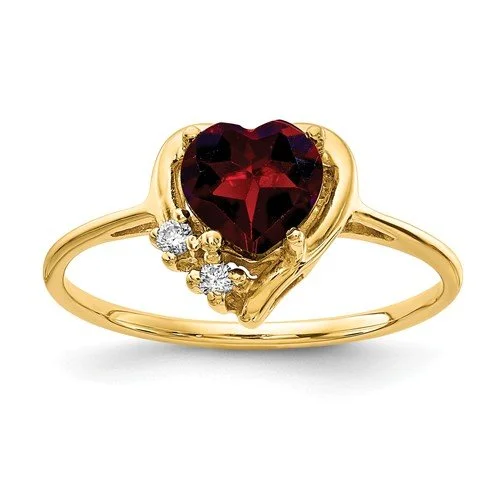 Ladies rings anchor shine -14KT YELLOW GOLD GARNET & DIAMOND RING