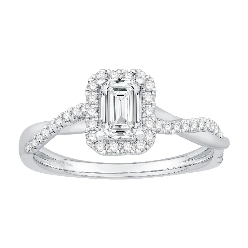 ladies engagement rings auction-14K White Gold Diamond Engagement Ring (.95ctw)