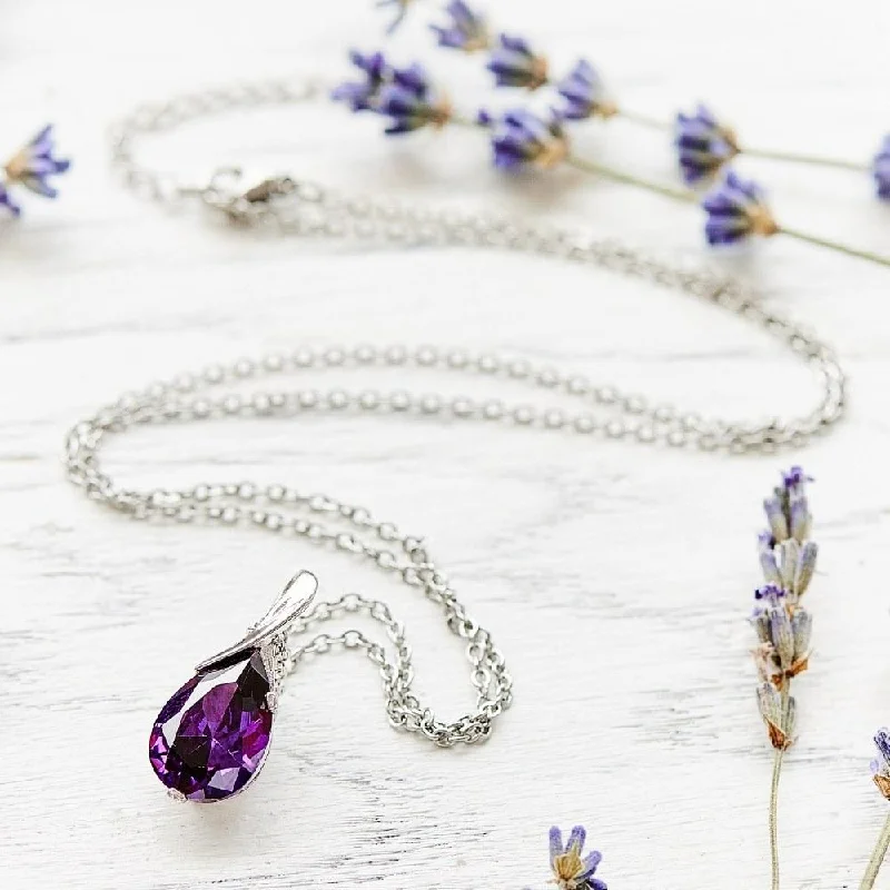 Silver Amethyst Drop Necklace