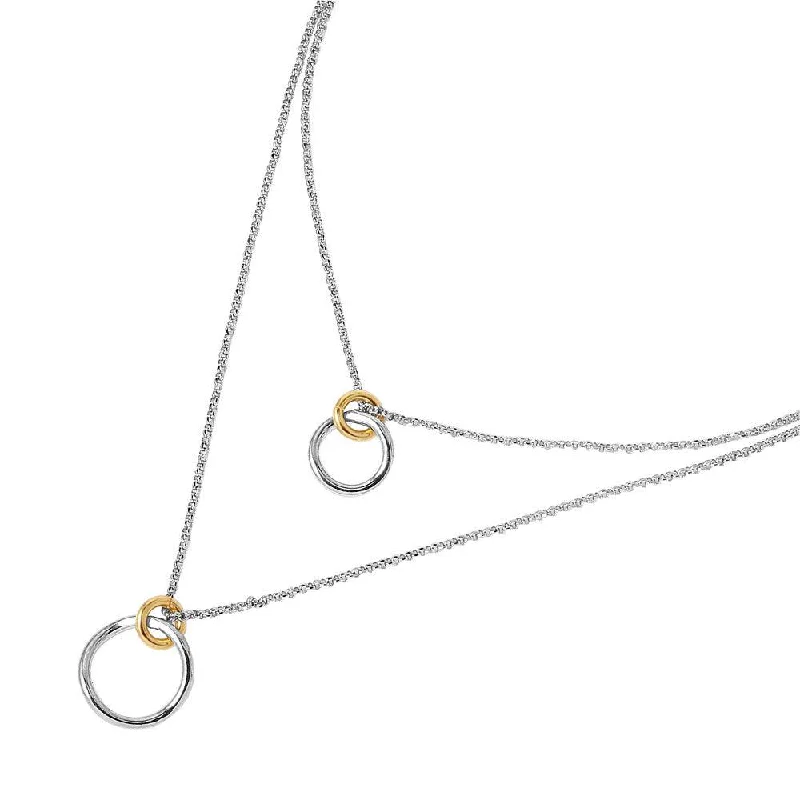 ladies necklaces 1920s-Silver 925 Rhodium Chain Necklace with Gold Plated Links - ITN00116RH-GP