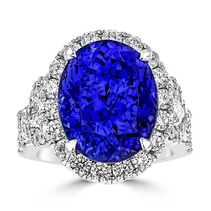 Ladies rings love charm -JULEVE 18KT GOLD 11.46 CT TANZANITE AND 2.99 CTW DIAMOND RING