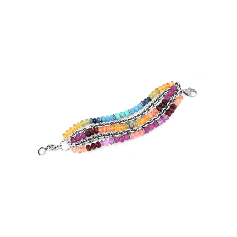 Ladies bracelets tide radiance -Chakra Gemstones Meet Chain Multi Layer Bracelet B0003339