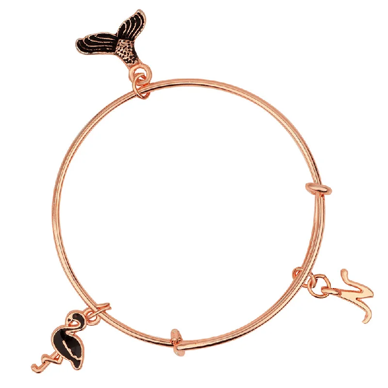 Ladies bracelets trip shine -Mahi T Letter & Swan Shaped Rose Gold Plated Enamel Work Kids Bracelets for Kids(BRK1100823Z)