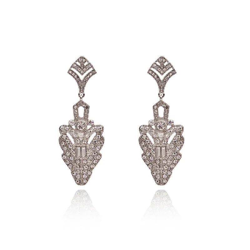 ladies earrings modern twist-Art Deco Drop Earrings: Decadent Crystal 1920s Earrings