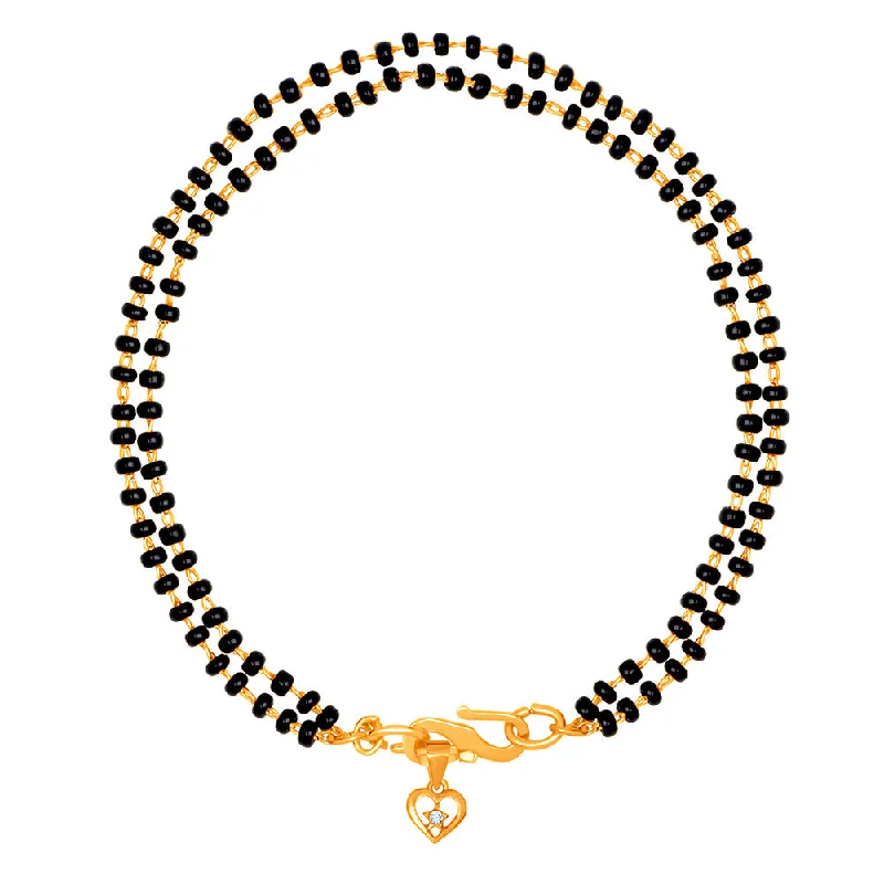 Ladies bracelets slashed price -Mahi Dual Chain Heart Charm Mangalsutra Bracelet with Beads and Crystal for Women (BR1100497G)