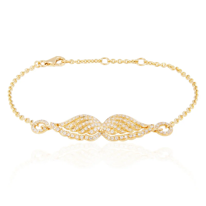 Ladies bracelets bargain glow -18k Yellow Gold .63ct Diamond Angel Wing Bracelet