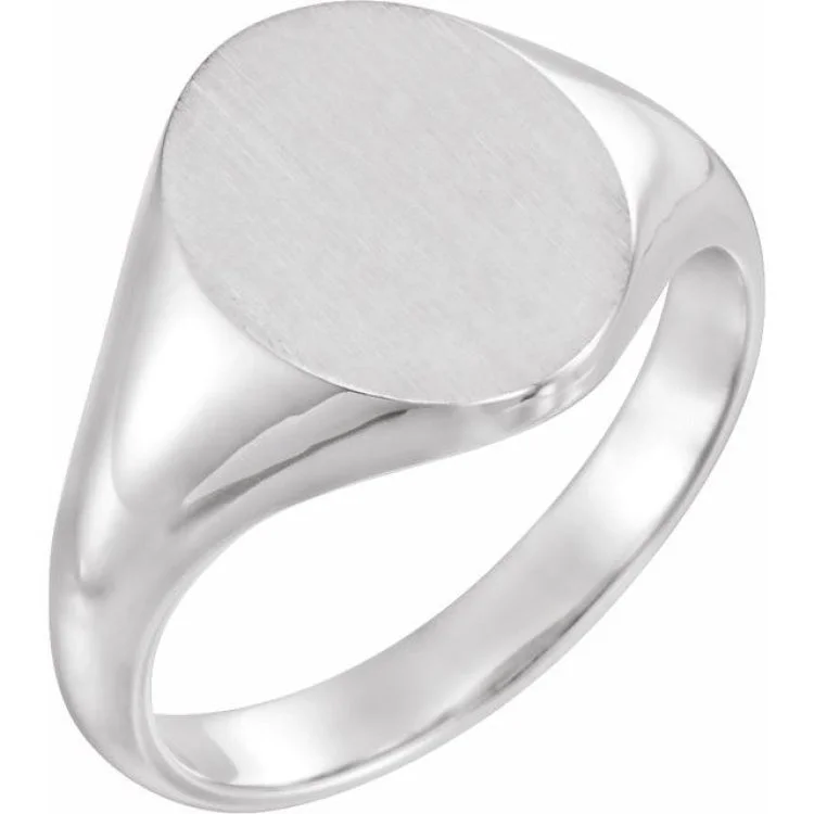 Ladies rings woodland glow -14K White Oval Signet Ring