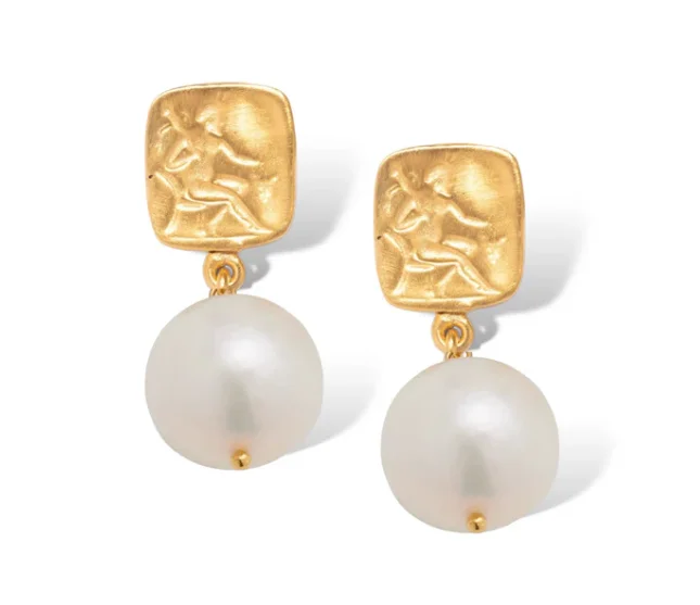 ladies earrings luxury-Dina Mackney - Bacchus Pearl Drop Earrings