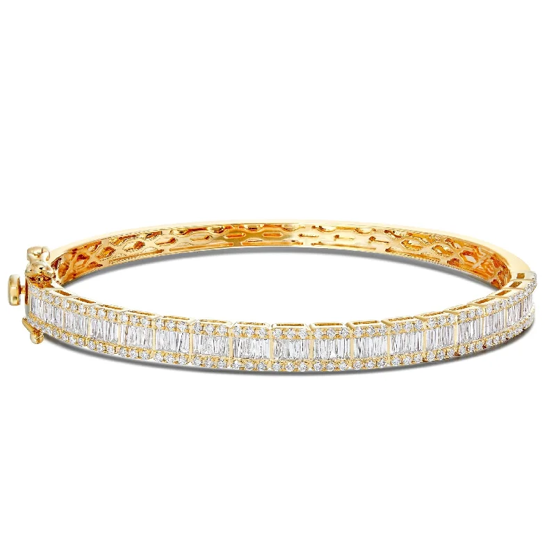 Ladies bracelets film star glow -14K Gold 2.30ct Baguette Diamond Bangle Bracelet