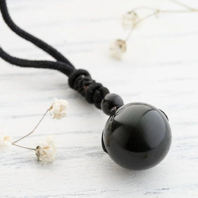 ladies necklaces maintenance-Obsidian Stone Necklace