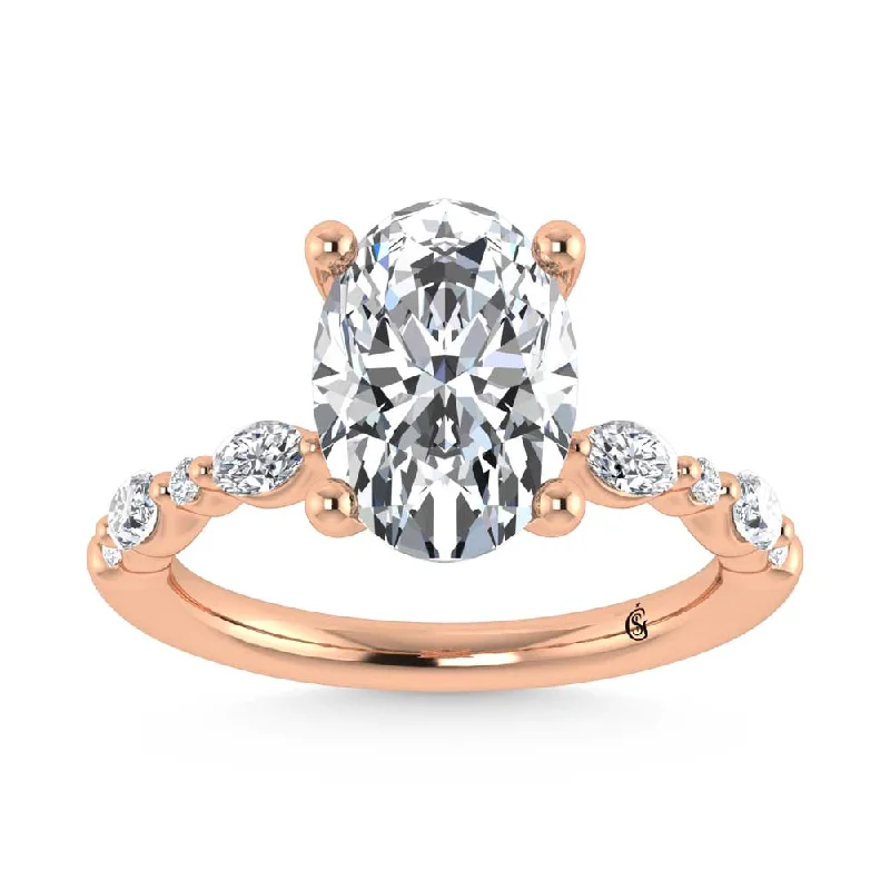 ladies engagement rings anniversary-14K Rose Gold Lab Grown Diamond 3 3/8 Ct.Tw. Engagement Ring