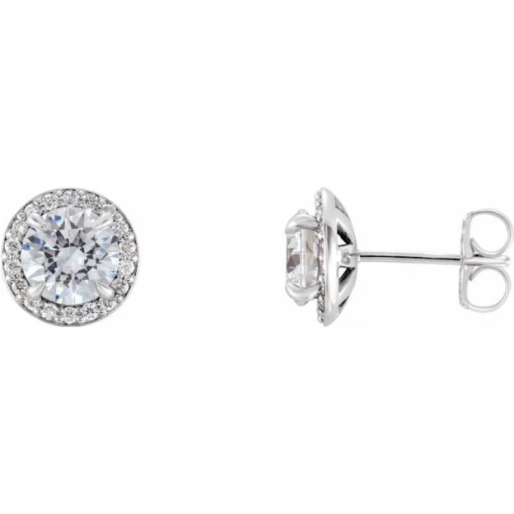 ladies earrings moon-Platinum 1 CTW Natural Diamond Halo-Style Earrings