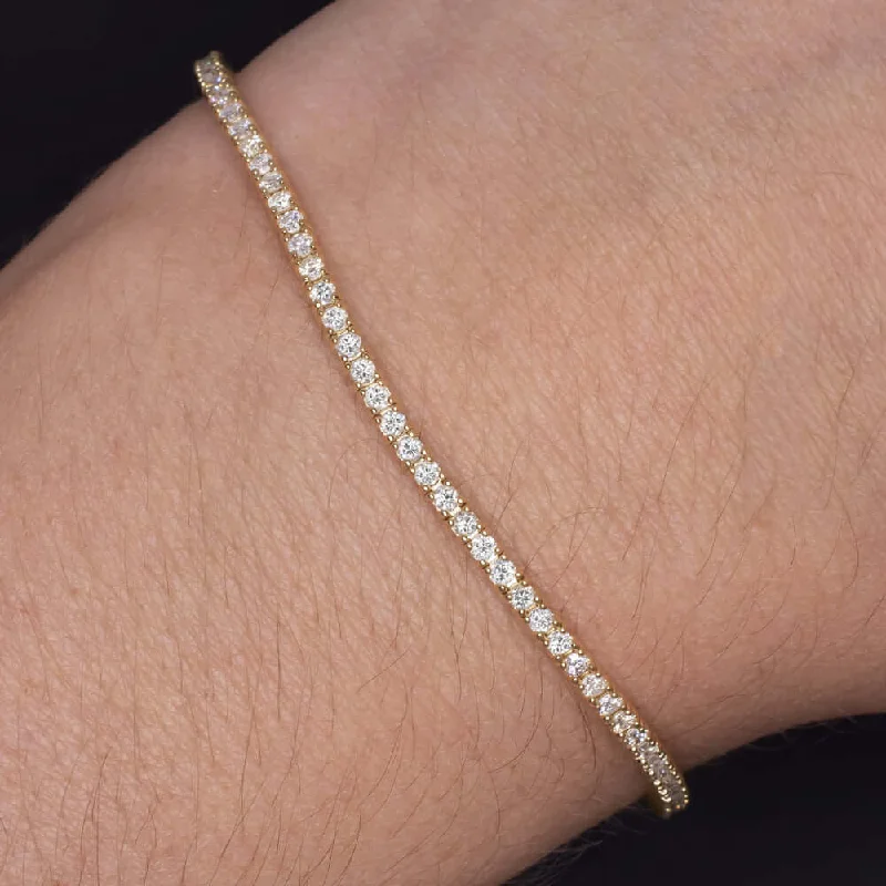 Ladies bracelets dual shine -2 CARAT VERY GOOD CUT DIAMOND TENNIS BRACELET 14K YELLOW GOLD ROUND BRILLIANT