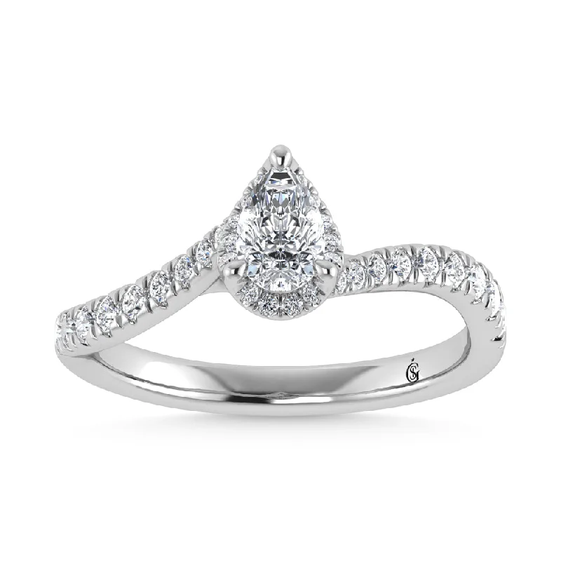 ladies engagement rings modern-10K White Gold Labgrown Diamond 5/8 Ct.Tw. Engagement Ring