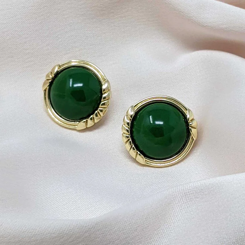 ladies earrings reward-Cordelia Green Resin Clip On Earrings