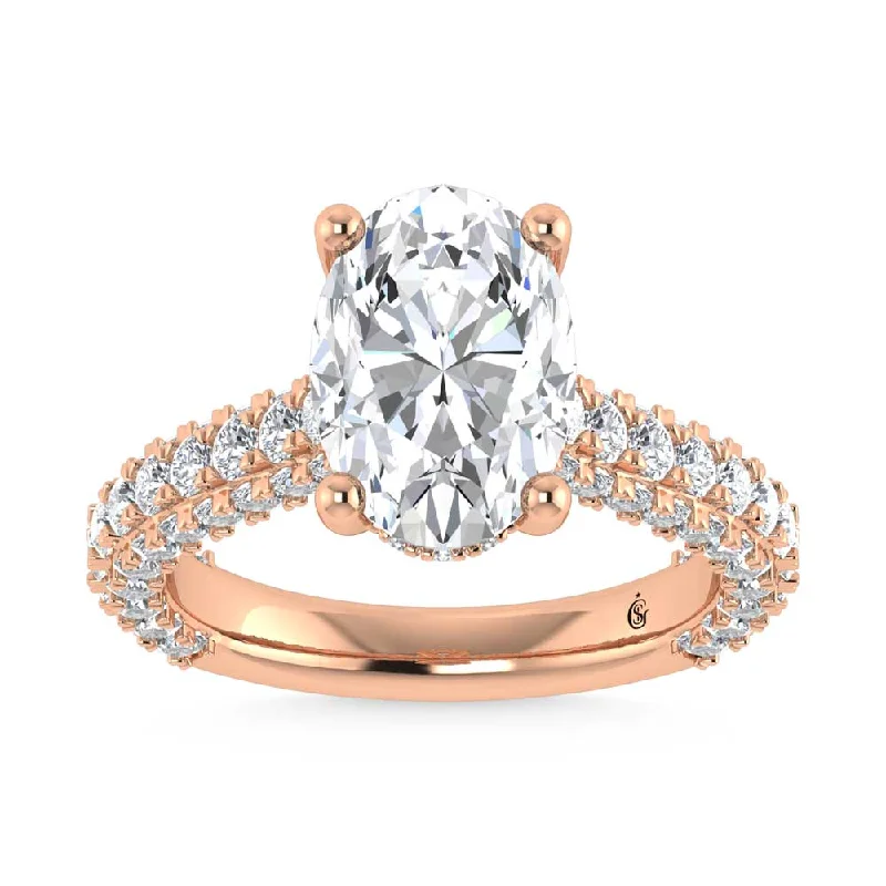 ladies engagement rings luxury-14K Rose Gold Lab Grown Diamond 4 1/5 Ct.Tw. Oval Shape Engagement Ring