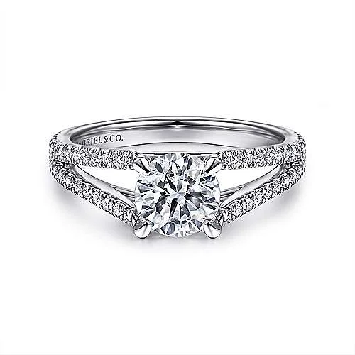 ladies engagement rings online-Tartan - 14K White Gold Round Diamond Engagement Ring