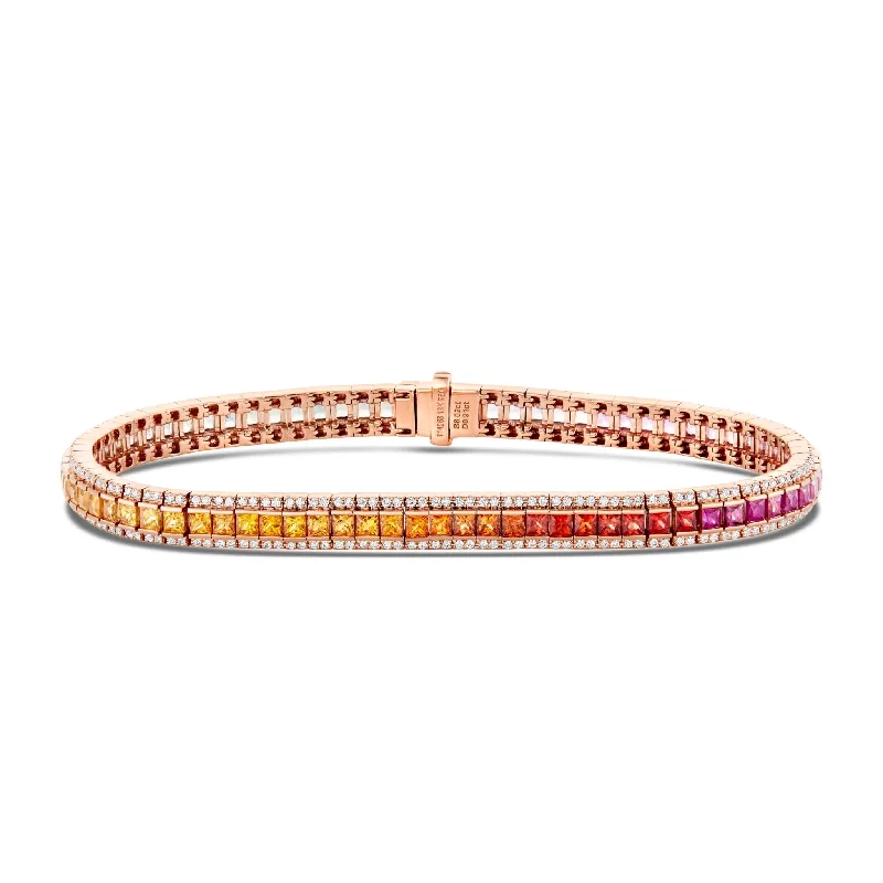 Ladies bracelets noble charm -18K Gold 15.4ct Diamond and Sapphire Rainbow Tennis Bracelet