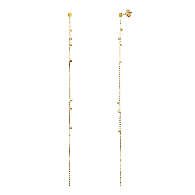 ladies earrings spiritual-Gold Dust Single Strand Earrings