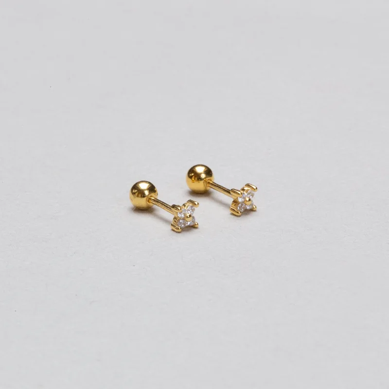 ladies earrings birthstone-Gold-plated Flower Stud Cartilage Earring