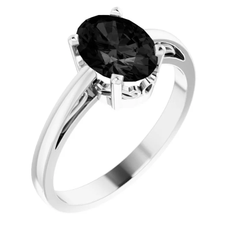 Ladies rings peridot sparkle -14K White Natural Onyx Solitaire Ring