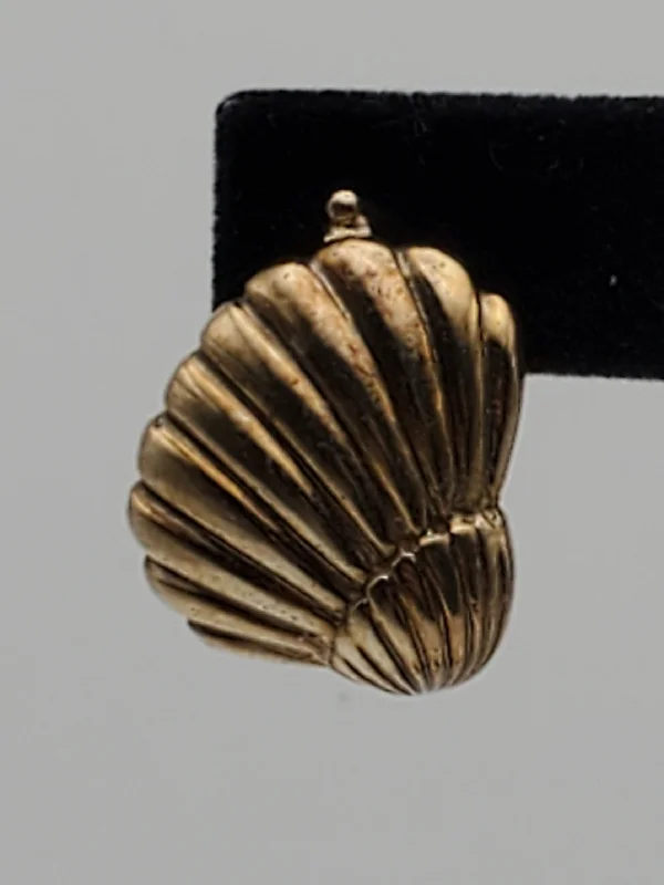 ladies earrings collectible-UNMATCHED Sterling Silver Gold Tone Seashell Hinged Earring