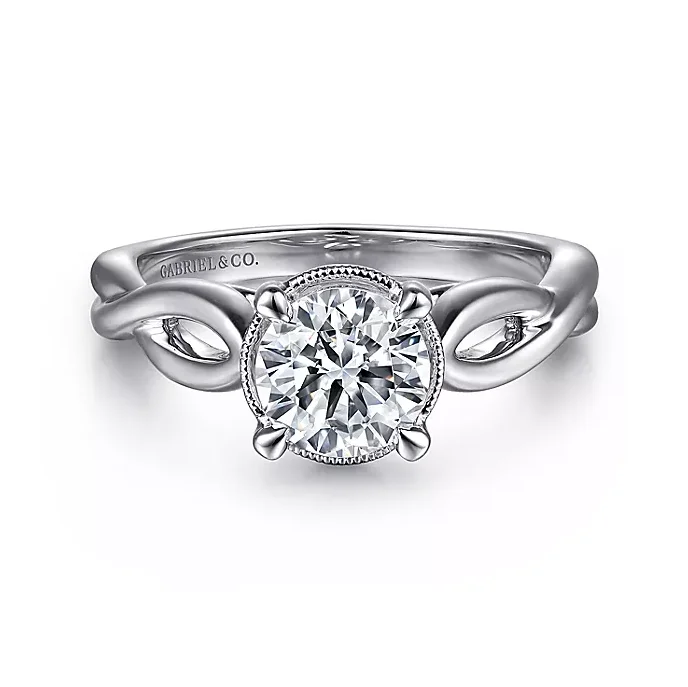 ladies engagement rings best-Emiliana - 14K White Gold Split Shank Round Diamond Engagement Ring