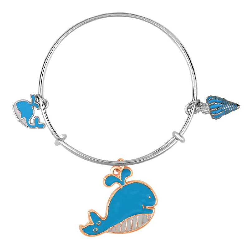 Ladies bracelets purr charm -Mahi Fish & Shell Shaped Enamel Work Charms Kids Bracelets for Girls (BRK1100994M)