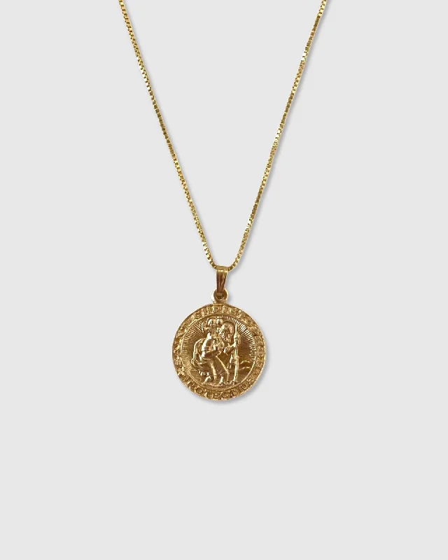 ladies necklaces glamorous-St Christopher Medallion Necklace