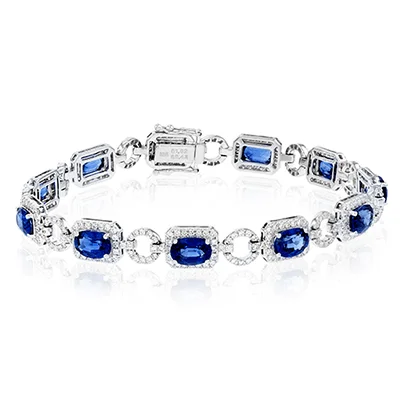 Ladies bracelets rune glow -Sapphire Color Bracelet in 18k Gold with Diamonds LB2128