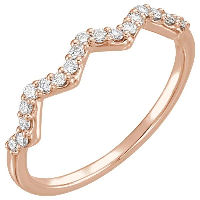 Ladies rings twisted charm -14KT Gold 1/5 CTW Diamond Wavy Stackable Ring