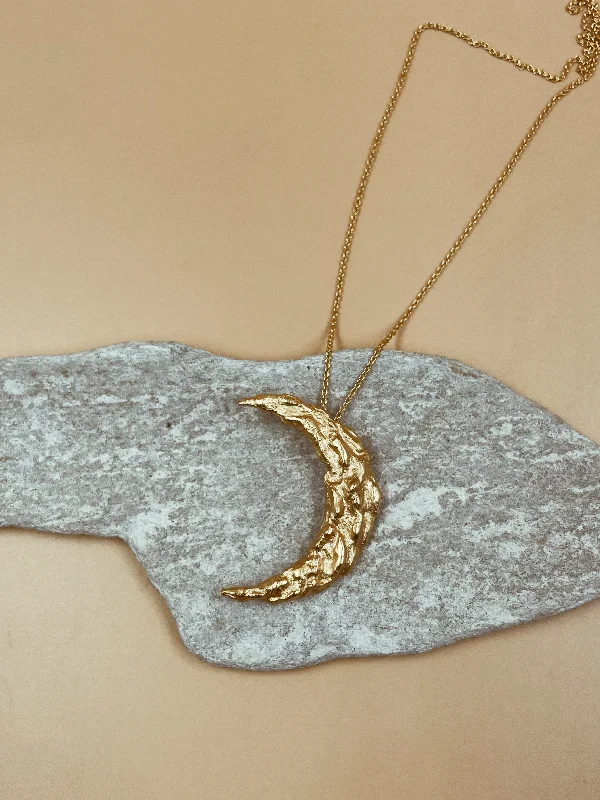 Ladies rings vintage sparkle -Wandering Crescent Moon Necklace