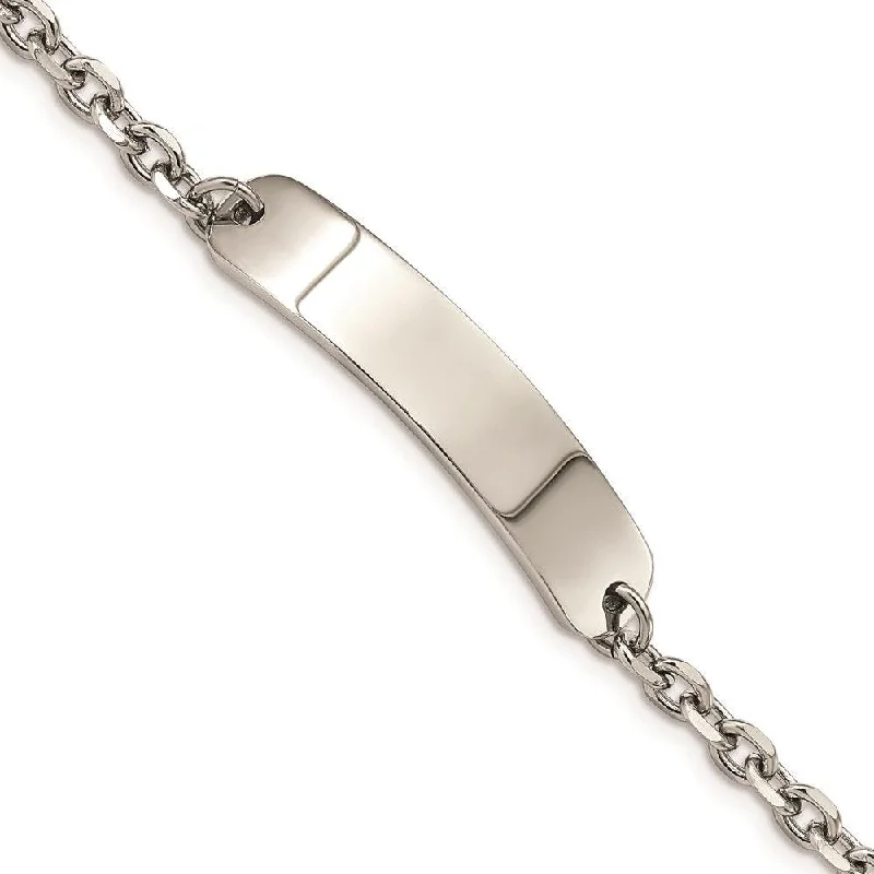 Ladies bracelets sail charm -Stainless Steel Polished Cable Chain 8in ID Bracelet