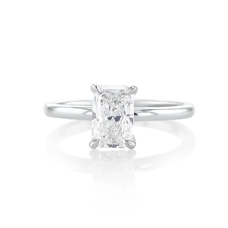 ladies engagement rings sapphire-1.33 CT Radiant Cut Lab-Grown Diamond Solitaire 14K White Gold Engagement Ring