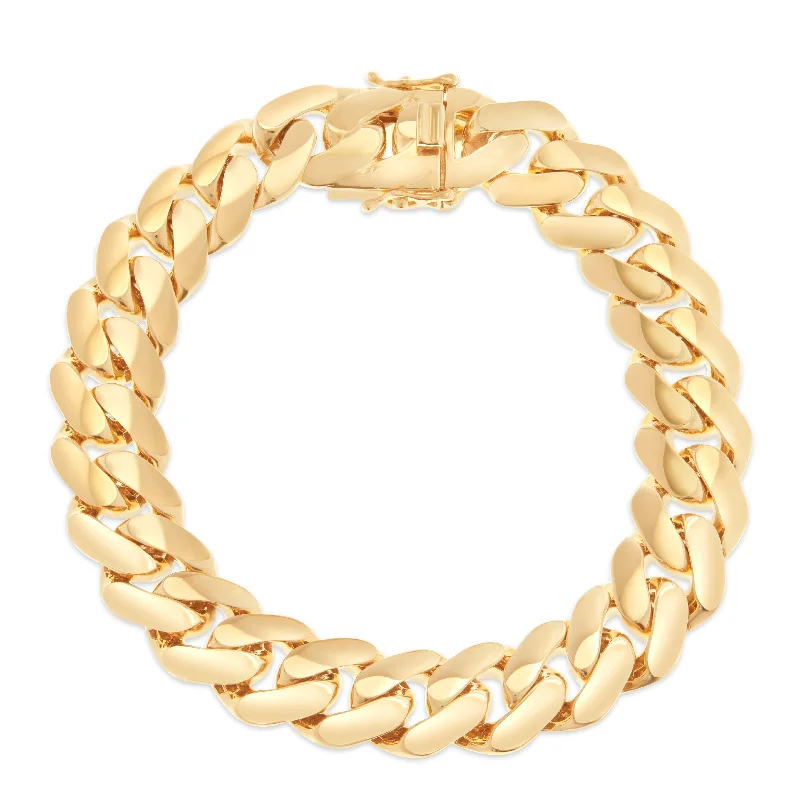 Ladies bracelets quiet elegance -14k Hollow Yellow Gold Cuban Bracelet 12.5mm