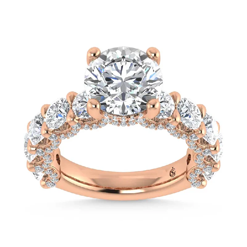 ladies engagement rings mixed metal-14K Rose Gold Lab Grown Diamond 6 Ct.Tw. Engagement Ring (3ct Round Center)