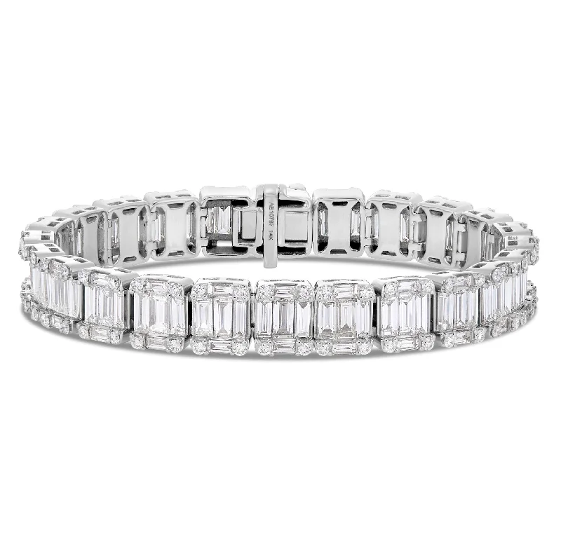 Ladies bracelets dual shine -14K White Gold 15.25ct Baguette Diamond Bracelet