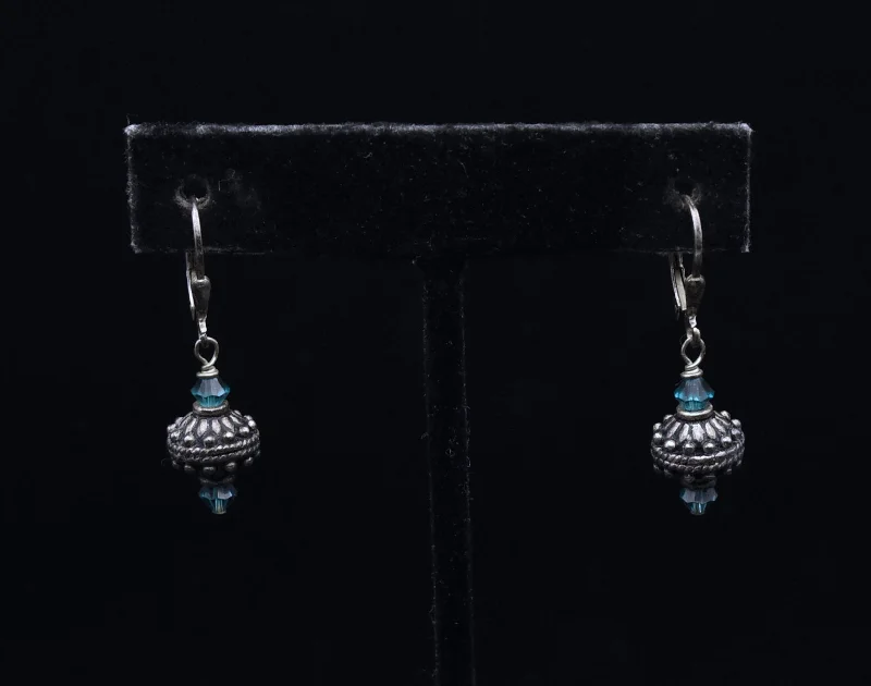 ladies earrings joy-Vintage Sterling Silver Beaded Dangle Earrings