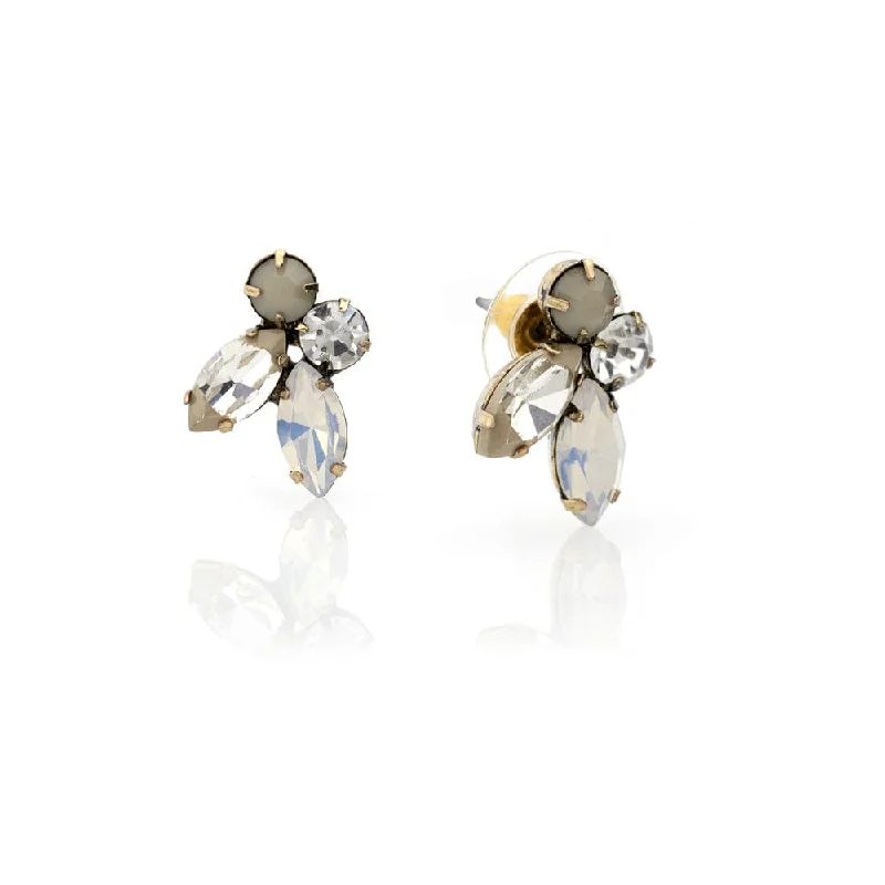 ladies earrings cocktail-Diamante 1950s Sand Opal Cluster Earrings