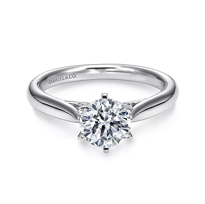 ladies engagement rings limited edition-Cassie - 14K White Gold Round Diamond Engagement Ring